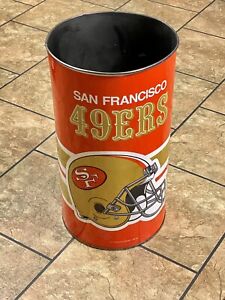 Vintage SF San Francisco 49ers Metal Trash Garbage Can 90s NFL Football 19" Tall