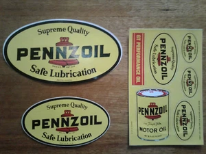 Rare VINTAGE "Pennzoil" Stickers Decals Set of 4 - Picture 1 of 7