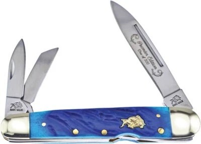 Navaja de Bolsillo Bulldog Whittler Blockback Mango Hueso Azul Edición Limitada 1 de 300 Foto 1 de 3