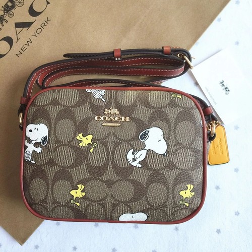 BORSA FOTOCAMERA COACH PEANUTS MINI JAMIE FIRMA TELA PELLE SNOOPY CF248 Outlet