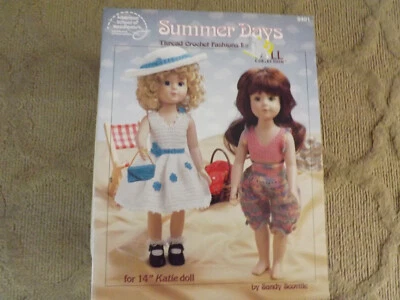 Summer Days Thread Crochet Fashion Pattern 14" Dolls Katie Bloomers Swimsuit Hat - Image 1 of 4