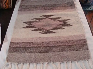 Vintage Pink Tan Brow Handmade Native American Tapestry Wall Hanging 16" x 20" - Picture 1 of 3