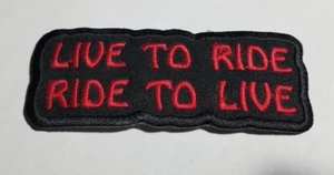 Parche rojo LIVE TO RIDE TO LIVE motocicleta MC RC aprox 1,5x3,75" - Imagen 1 de 2