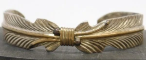 Handmade NAVAJO JoAnn Yazzie Sterling Silver Feather Cuff 16.6gr fits 6-1/2” - Picture 1 of 6