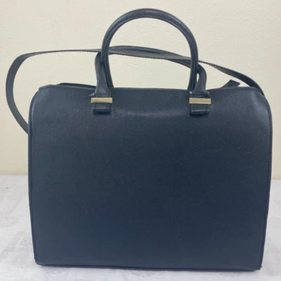 H&M Large Black Shoulder Faux Vegan Leather Tote Bag Purse Business  Casual - Image 1 of 4