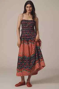 Damson Madder Anthropologie Kelia ärmelloses Midikleid in blau Kirschen - 2 neu mit Etikett - Bild 1 von 18