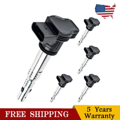 5 Pack Ignition Coil For Volkswagen Beetle Jetta 2005-2014 Audi TT RS Quattro - Image 1 of 4