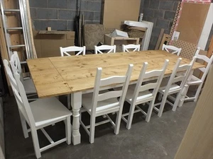 REFECTORY PAINTED RECLAIMED ROUGH SAWN TABLE 7'-9' BESPOKE SIZES & COLOURS WHITE - Picture 1 of 12