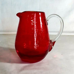 Vintage Red Crackle Glass 3 1/2" Creamer - Picture 1 of 1