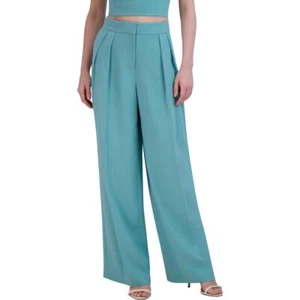 BCBGMAXAZRIA Womens Blue Office Pleated Faux Pockets Wide Leg Pants 2 BHFO 0024 - Picture 1 of 2