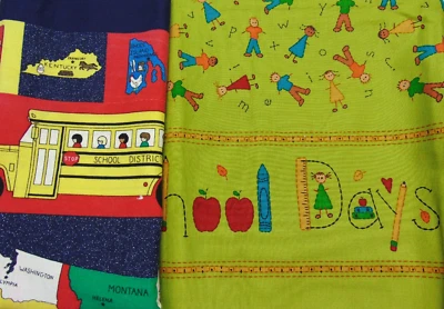 Pacote com 2 peças de tecidos School Days Barri Gaudet Nathan quintal e painel - Imagem 1 de 4