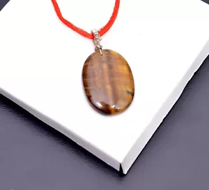 Natural Tiger Eye Oval Cabochon Silver Wire Wrap Pendant Beads Handcrafted K21 - Picture 1 of 5