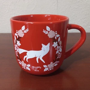 Threshold Red Mug Cup Fox Naughty or Nice 12 oz Floral detail  4823 - Picture 1 of 7