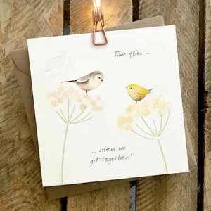 GingerBetty Greetings Card For Friend MultiUse With Chatting Birds. Blank Inside - Picture 1 of 1