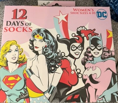 12 DAYS OF SOCKS WOMEN’S DC COMICS WONDER WOMAN 9-11 SHOE SIZES 4-10 New - Image 1 of 2