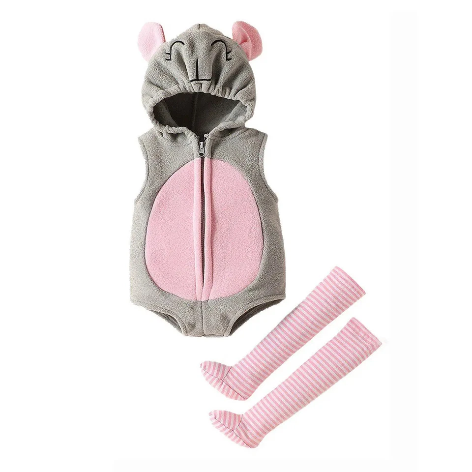 2件装/套装小老鼠服装女宝宝万圣节服装角色扮演 — 第 1/4 张图片