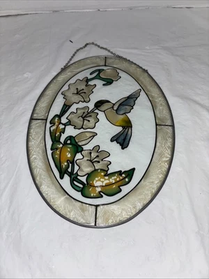 Vidrieras de colibrí Joan Baker vintage 8,5" x 6,5" (algunas escamas) Foto 1 de 4