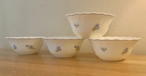Arcopal France Blue Floral Dessert Snack Scallop Edge 4.75" (12.5cm) Set of 4 - Picture 1 of 16