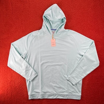PETER MILLAR Mens LARGE Pine Performance Casual Cabana Blue Hoodie Pullover NEW - Image 1 of 4