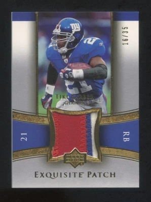 2005 EXQUISITE TIKI BARBER GAME WORN PATCH LOGO 3 COLOR GOLD #ED 16/35 HOF ? - Image 1 of 2