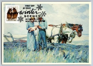 #5541 Winter Scenes Belgian Draft Horses FDC Maxi Card w/Pictorial Cancel - Picture 1 of 2