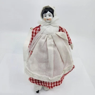 Muñeca victoriana vintage con cabeza de porcelana manos pies adorno de Navidad 7" Foto 1 de 4