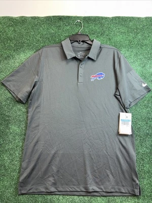 NIKE DRI FIT Three Buttons Men Polos Short Sleeve Dark Gray BUFFALO BILLS NEW - Image 1 of 4