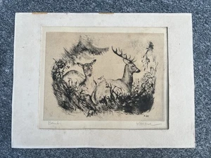 Kurt Wiese Bambi Etching 1928 Illustration Disney 1930s - Picture 1 of 6