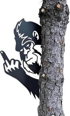 Middle Finger Peek - A - Boo Metal Sign, Bigfoot Peek - Through Art, Middle - Image 1 of 4