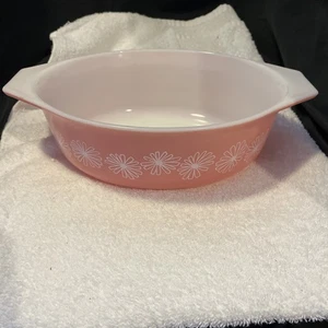 Vintage Pyrex Pink Daisy 043 NEUWERTIG 1 1/2 Quart ovale Auflaufform ohne Deckel - Bild 1 von 7