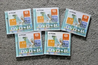 5 x TDK DVD + R DISC 120 MIN VIDEO 4.7 GB RECORDABLE . BRAND NEW. - Image 1 of 4