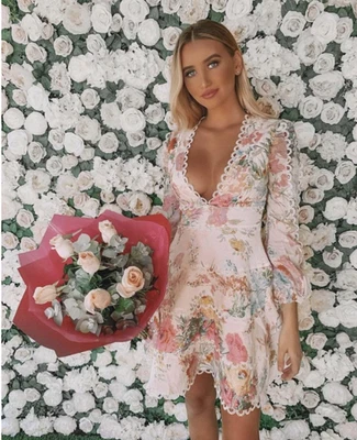 ZIMMERMANN Heathers Flounce Garden Floral Mini Linen Dress Size 2 / AU 12 US 8 - Image 1 of 4