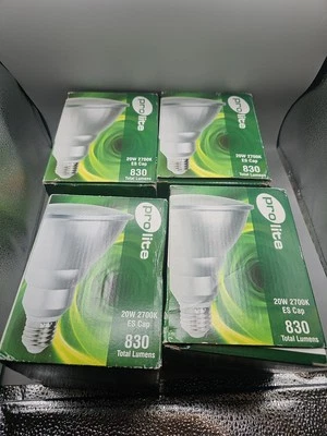 (SET OF 4)!PROLITE 20W ES CAP BULB 2700K 830 LUMENS 110D BEAM ANGLE 240V  WHITE  - Image 1 of 2