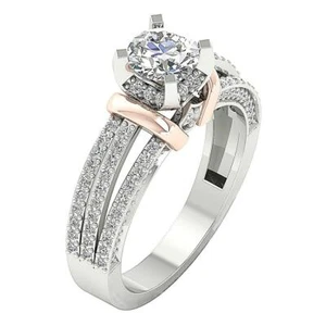 Split Shank Solitaire Engagement Ring I1 G 1.55 Ct Real Diamond 14K Solid Gold - Picture 1 of 12