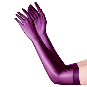 Womens Long Glove Bridal Sheer Gloves Cocktail Mittens Opera Cosplay Glossy - Picture 1 of 54