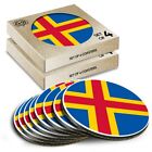 8 x Boxed Round Coasters - Aland Flag Map #9041