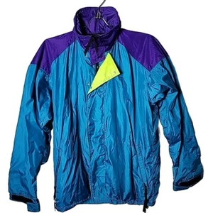 Marmot Men S Small Vintage GoreTex Multicolor Hidden Hood Zip Windbreaker Jacket - Picture 1 of 7