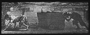 COAL MINING : TROLLEY BOYS C1875 VICTORIAN Magic Lantern Slide ILLUSTRATION - Picture 1 of 5