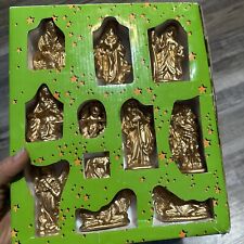 Kurt Adler Porcelain Gold Nativity Set 11 PCs Excellent New Open Box Conditions