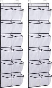 Over The Door Shoe Organizer 12 Large Mesh Pockets Hanging Narrow Closet - Picture 1 of 7