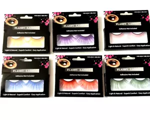 NWT Set Of 6 Different Colors Flashy Lashes Long False Eyelashes- - Picture 1 of 10