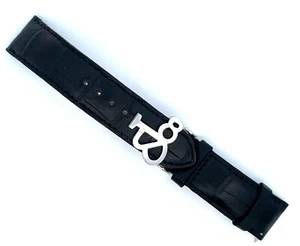 JACOB & CO MENS 22MM BLACK LEATHER WATCH BAND STRAP JC STEEL BUCKLE SMALL - Picture 1 of 7