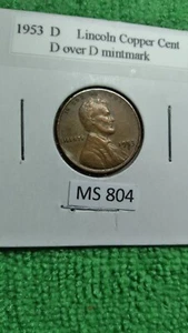 1953 D Lincoln Cent ERROR Multiple Strike D over D Mintmark - Picture 1 of 11