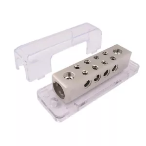 A4A 0/2 Gauge To 8 X 8 Gauge Power/Ground Distribution Block Brass Silver - Picture 1 of 5