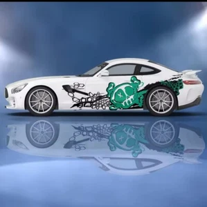 Skull ink tire prints Car Side Sticker Vinyl ; Tough Decals For Guys, Both Sides - Picture 1 of 1