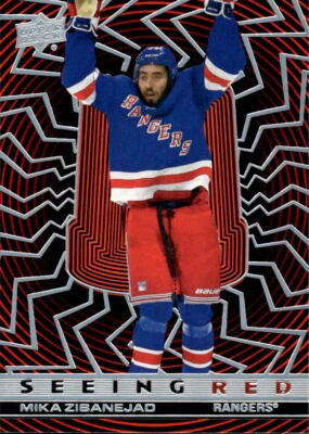 2023-24 Upper Deck Mika Zibanejad #SR-12 Seeing Red Silver Spectrum - Image 1 of 2
