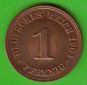 Empire 1 Pfennig 1904 D Almost Uncirculated Very Pretty nswleipzig - Picture 1 of 2