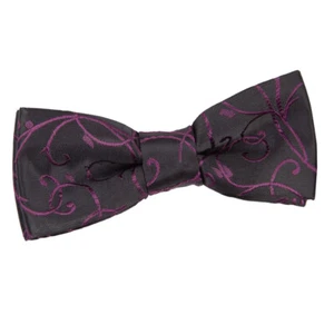 Black & Purple Boys Bow Tie Woven Swirl Patterned Wedding Pre-Tied Bowtie by DQT - Picture 1 of 2