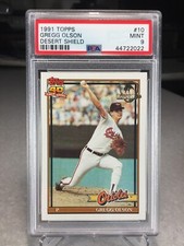 1991 Topps Desert Shield Gregg Olson #10 - PSA 9 - Baltimore Orioles