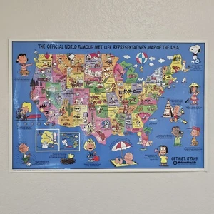 Peanuts Met Life Repräsentanten Karte der USA Poster Vintage UFS Snoopy  - Bild 1 von 10